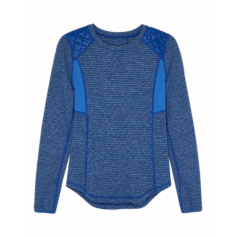 Lululemon Run Ice Queen Long Sleeve Top Blue Striped Quilted Running Top Hike